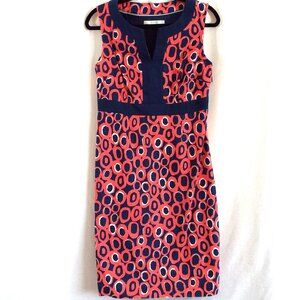 Boden Navy and Coral Sleeveless Dress